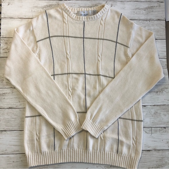 BILL BLASS Menswear Men’s Cream Crewneck Knit Pullover Sweater Size L - Picture 5 of 11